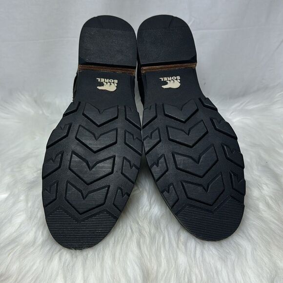 Sorel Emilie Black NWT Leather Waterproof Impermeable Booties Sz 7 - Picture 7 of 8
